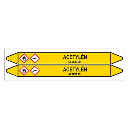 Značení potrubí, acetylén,2 ks, 450 × 52 mm